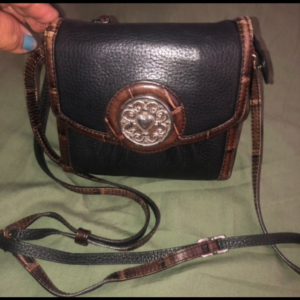 Brighton Crossbody Bag Organizer ID Credit Card Moc Croc Embossed Leather Purse